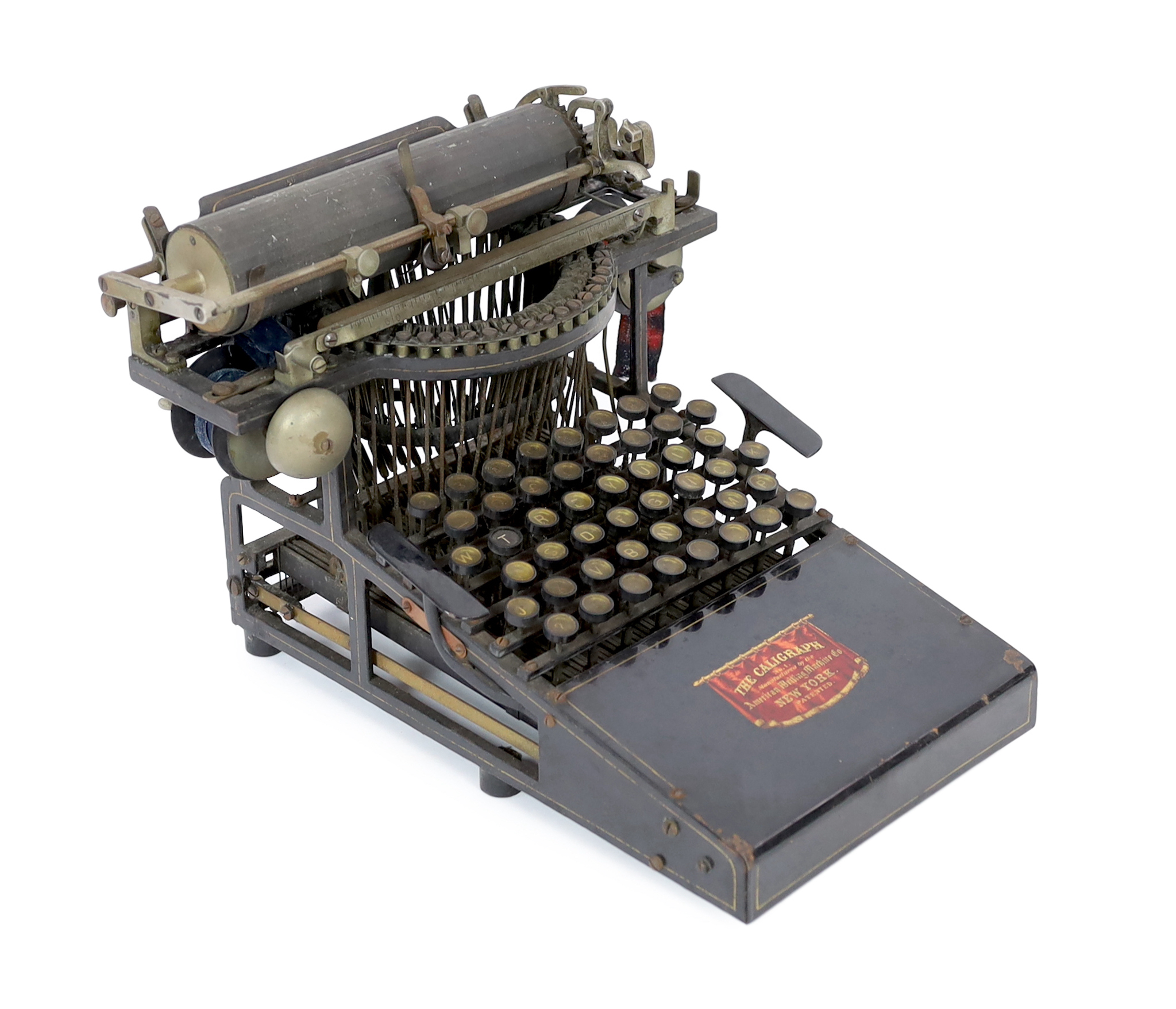 An early typewriter, The Caligraph No.1 manufactured by The American Writing Machine Co. of New York, 33.5cm wide, 43cm deep, 32cm high